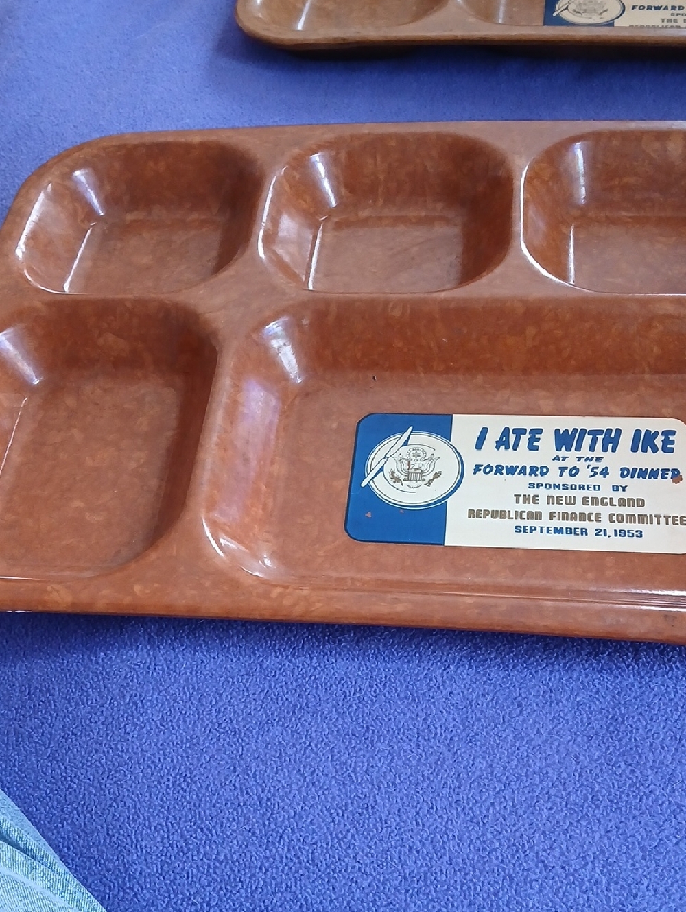 Vintage Compartmental Serving Trays Brown 1953